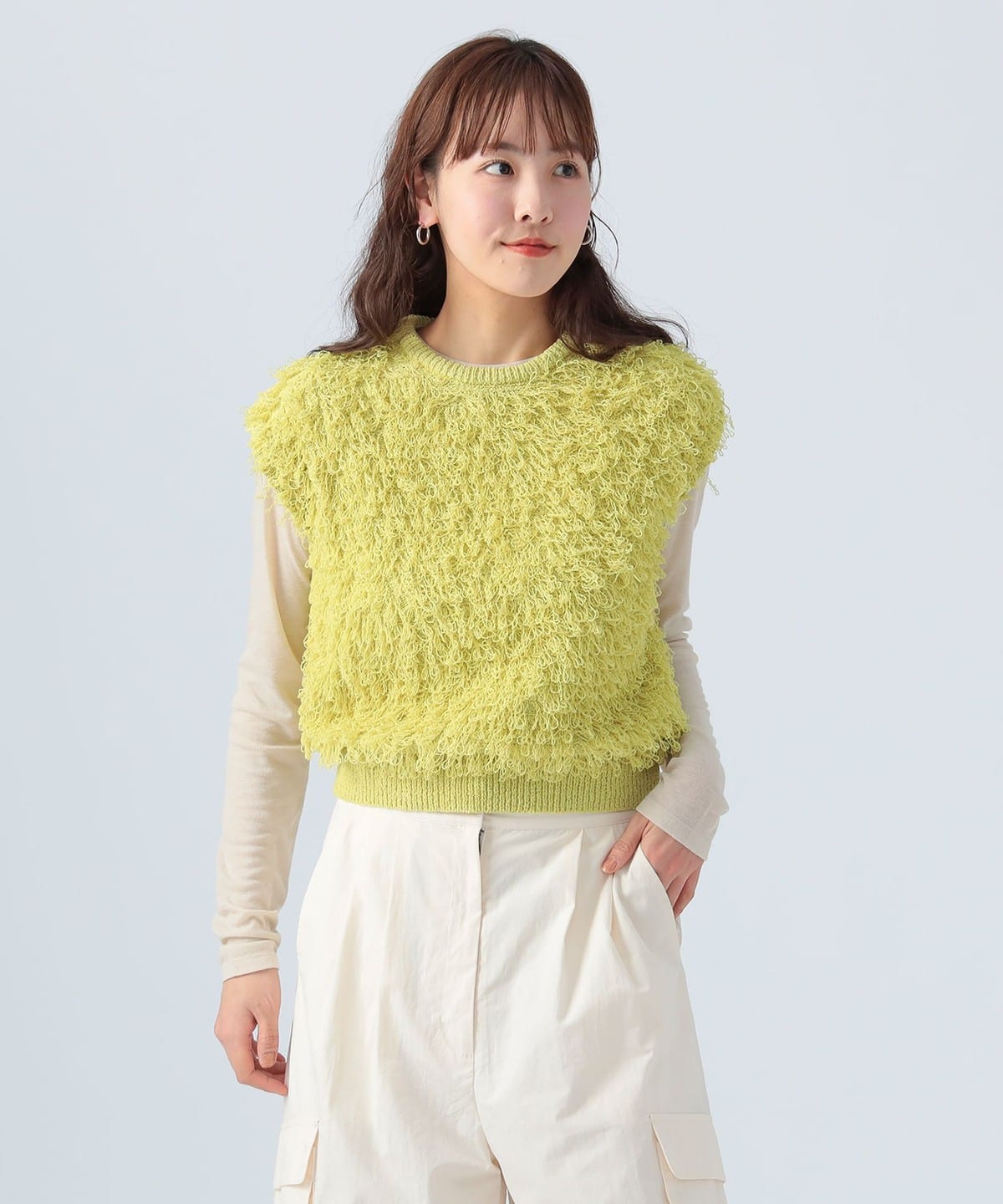 フリンジ ニット ベスト(手洗い可能) トップス WOMEN YELLOW ONE SIZE フリンジ ニット ベスト(手洗い可能) トップス WOMEN YELLOW ONE SIZE