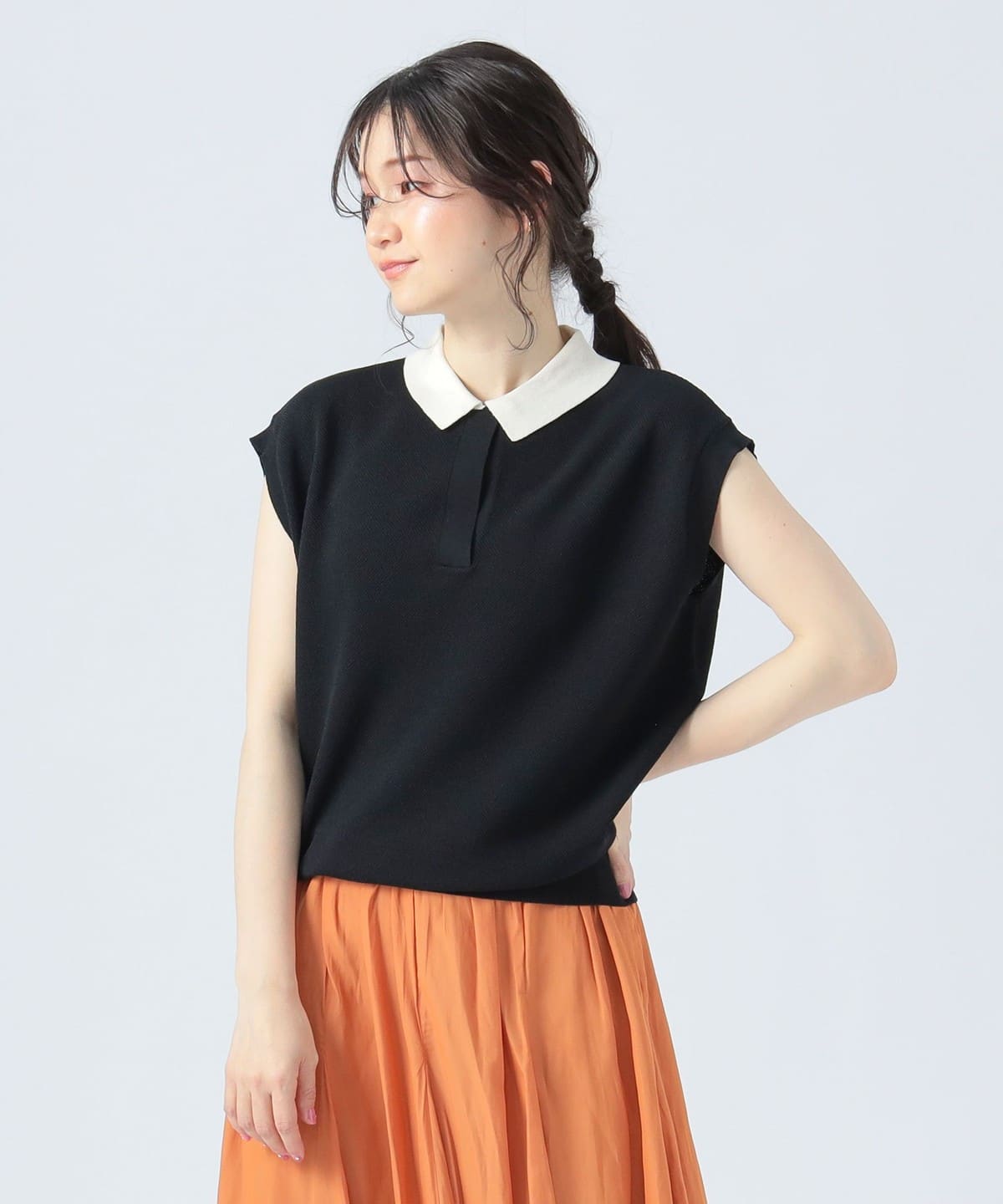 ニットソー ポロ シャツ・ブラウス WOMEN BLACK ONE SIZE ニットソー ポロ シャツ・ブラウス WOMEN BLACK ONE SIZE