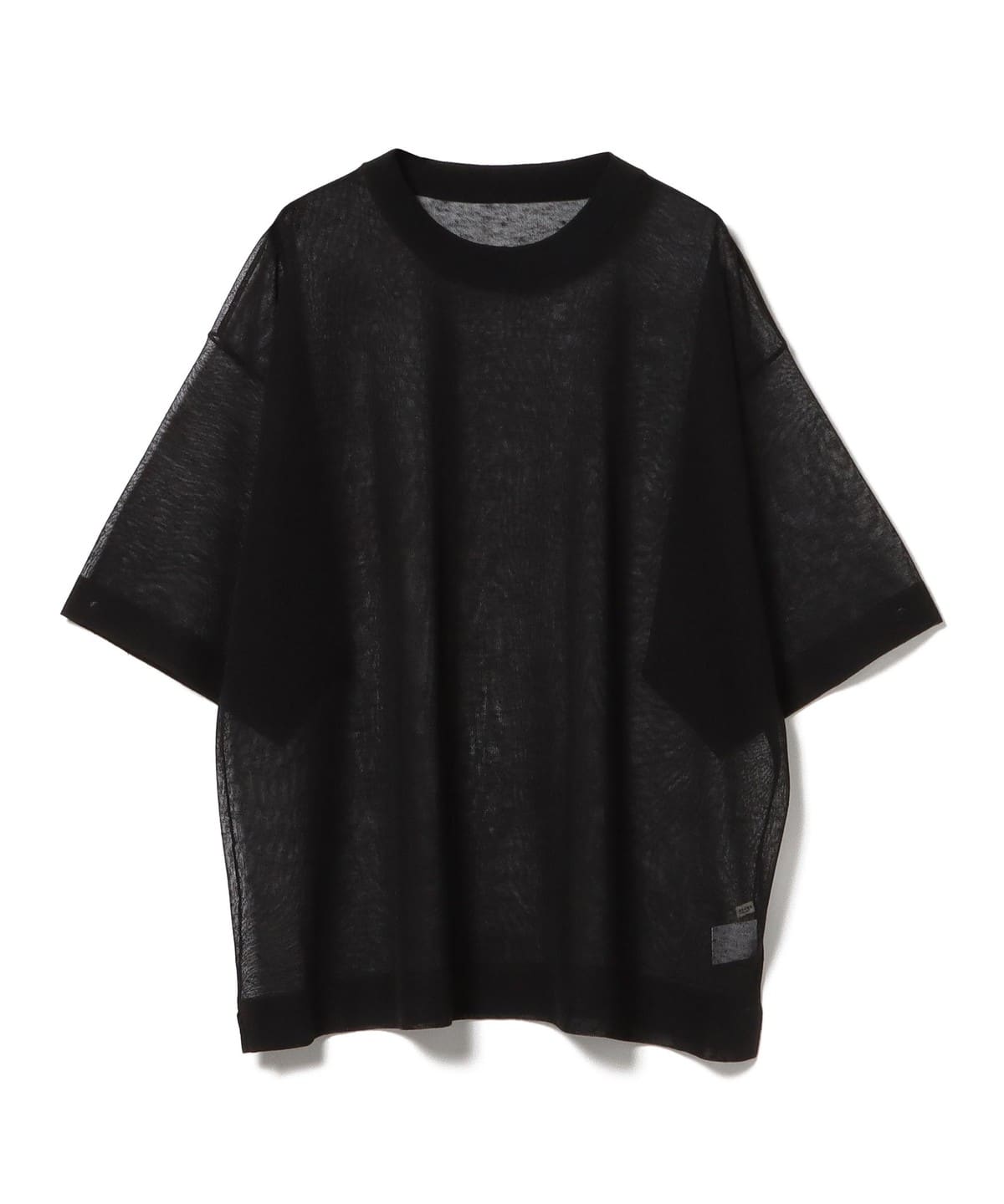 麻混 シアー ニットTシャツ トップス WOMEN BLACK ONE SIZE 麻混 シアー ニットTシャツ トップス WOMEN BLACK ONE SIZE