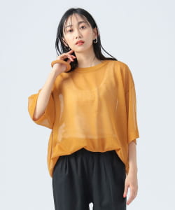 麻混 シアー ニットTシャツ