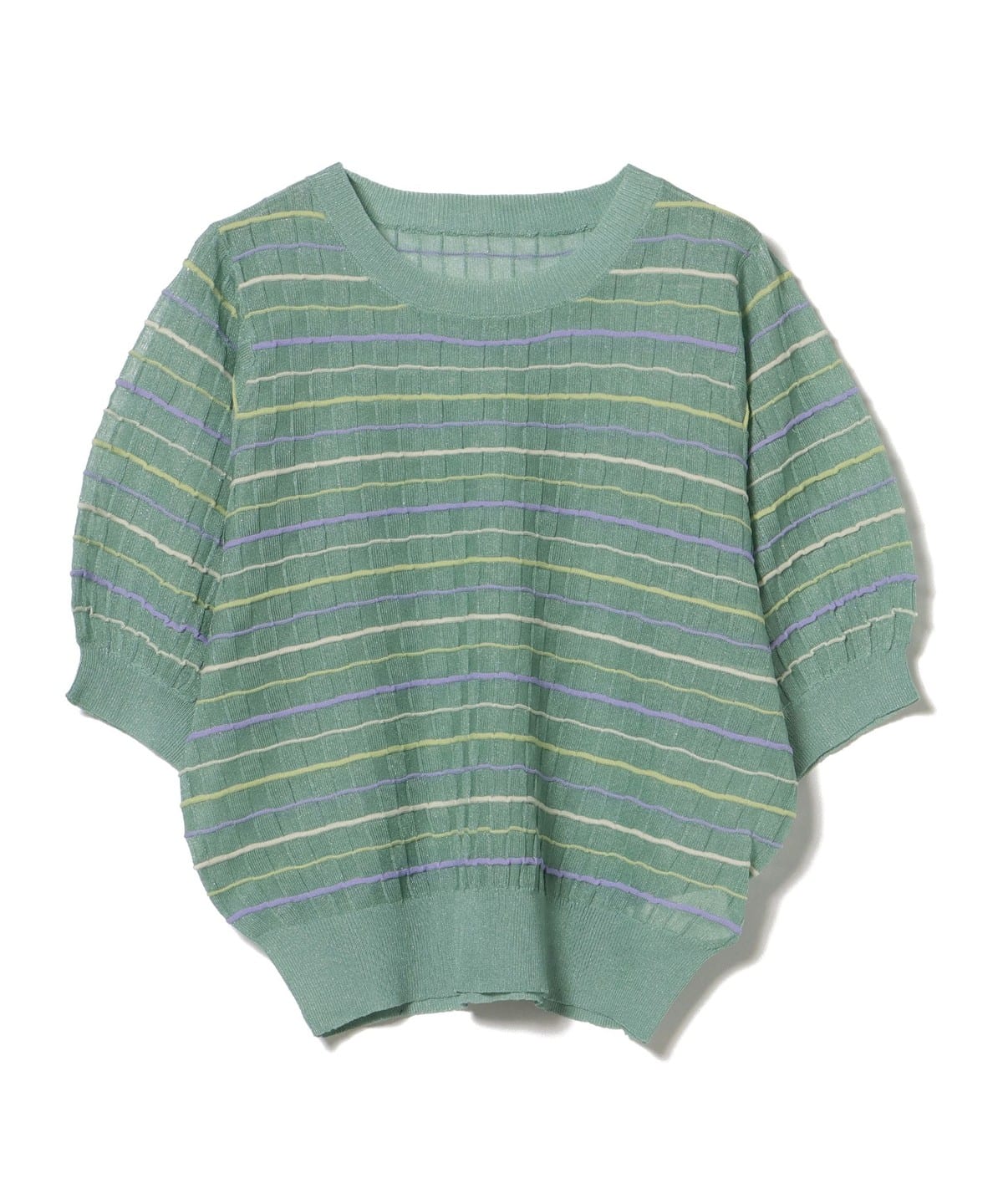 シアー ボーダー ニット トップス WOMEN LIGHT GREEN ONE SIZE シアー ボーダー ニット トップス WOMEN LIGHT GREEN ONE SIZE