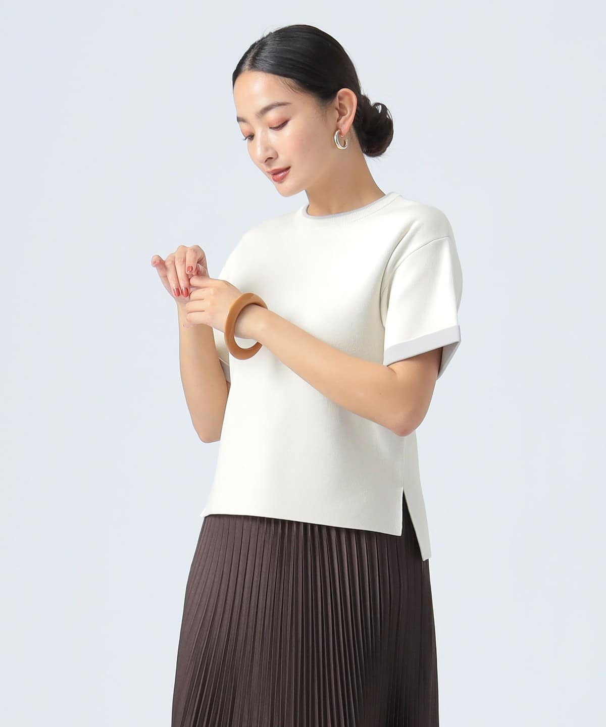リバー 配色 ニット プルオーバー トップス WOMEN IVORY ONE SIZE リバー 配色 ニット プルオーバー トップス WOMEN IVORY ONE SIZE