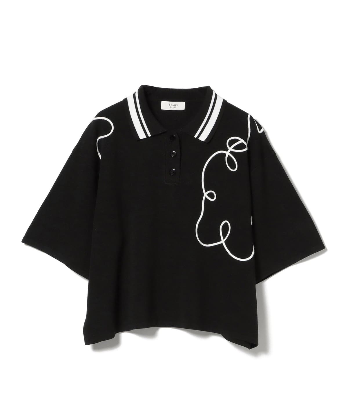 コード刺繍 ニットポロ シャツ・ブラウス WOMEN BLACK ONE SIZE コード刺繍 ニットポロ シャツ・ブラウス WOMEN BLACK ONE SIZE