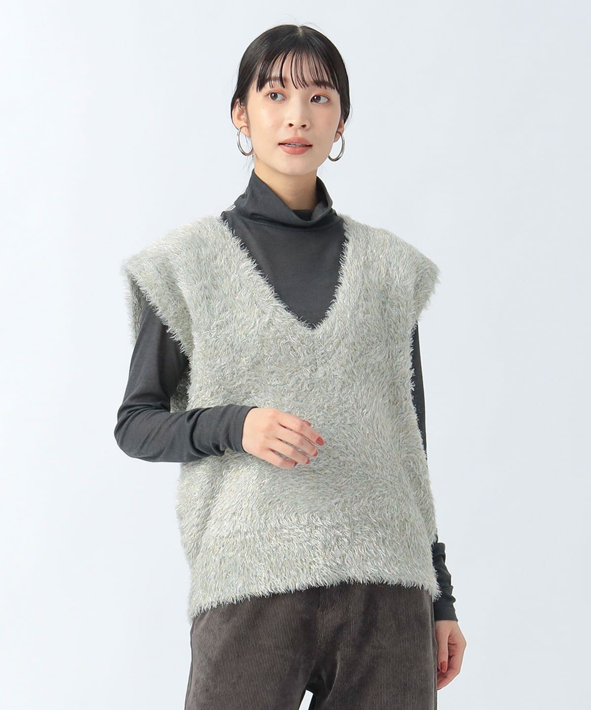 オーロラ ニット ベスト トップス WOMEN BEIGE ONE SIZE