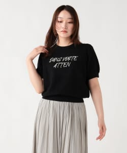 【+10%ポイントUP】デコボコ ロゴ刺繍 ニット