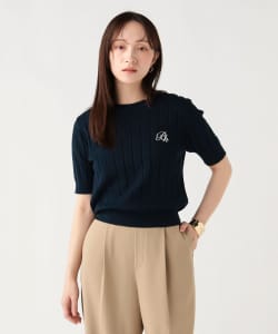 エンブレム刺繍 半袖ニット