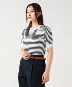 エンブレム刺繍 半袖ニット