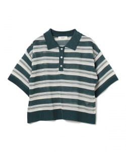 シアー ボーダー ポロシャツ
