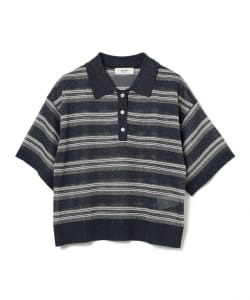 シアー ボーダー ポロシャツ