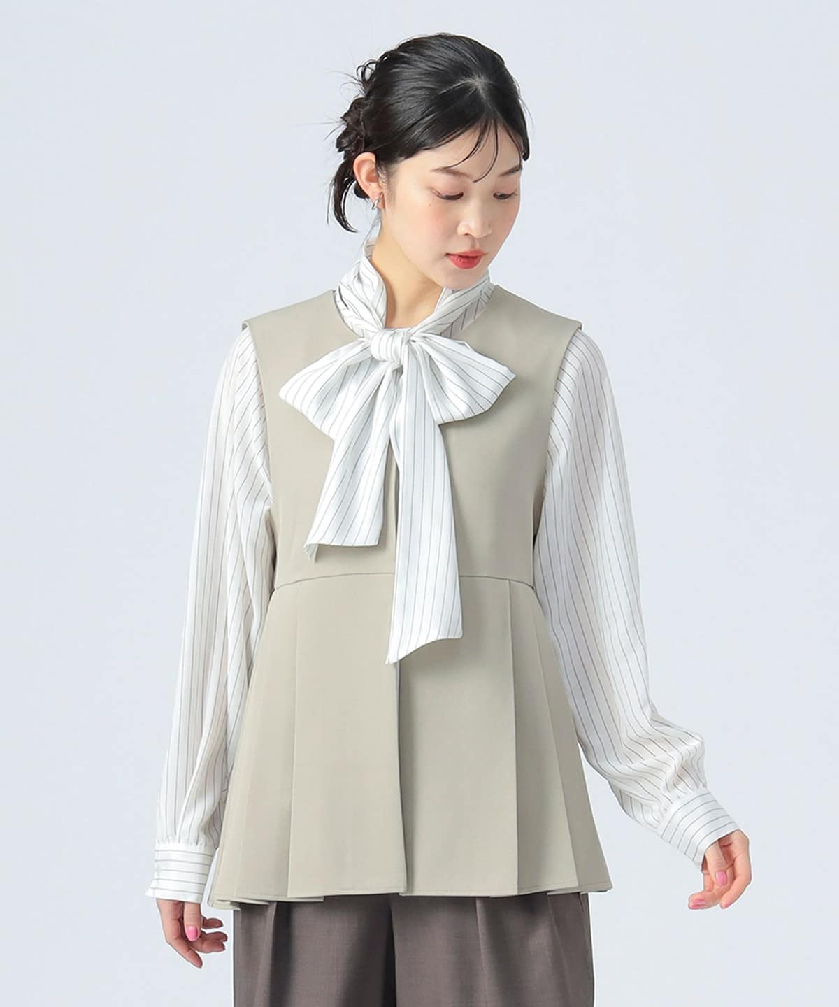 サイドプリーツ ベスト トップス WOMEN BEIGE ONE SIZE サイドプリーツ ベスト トップス WOMEN BEIGE ONE SIZE