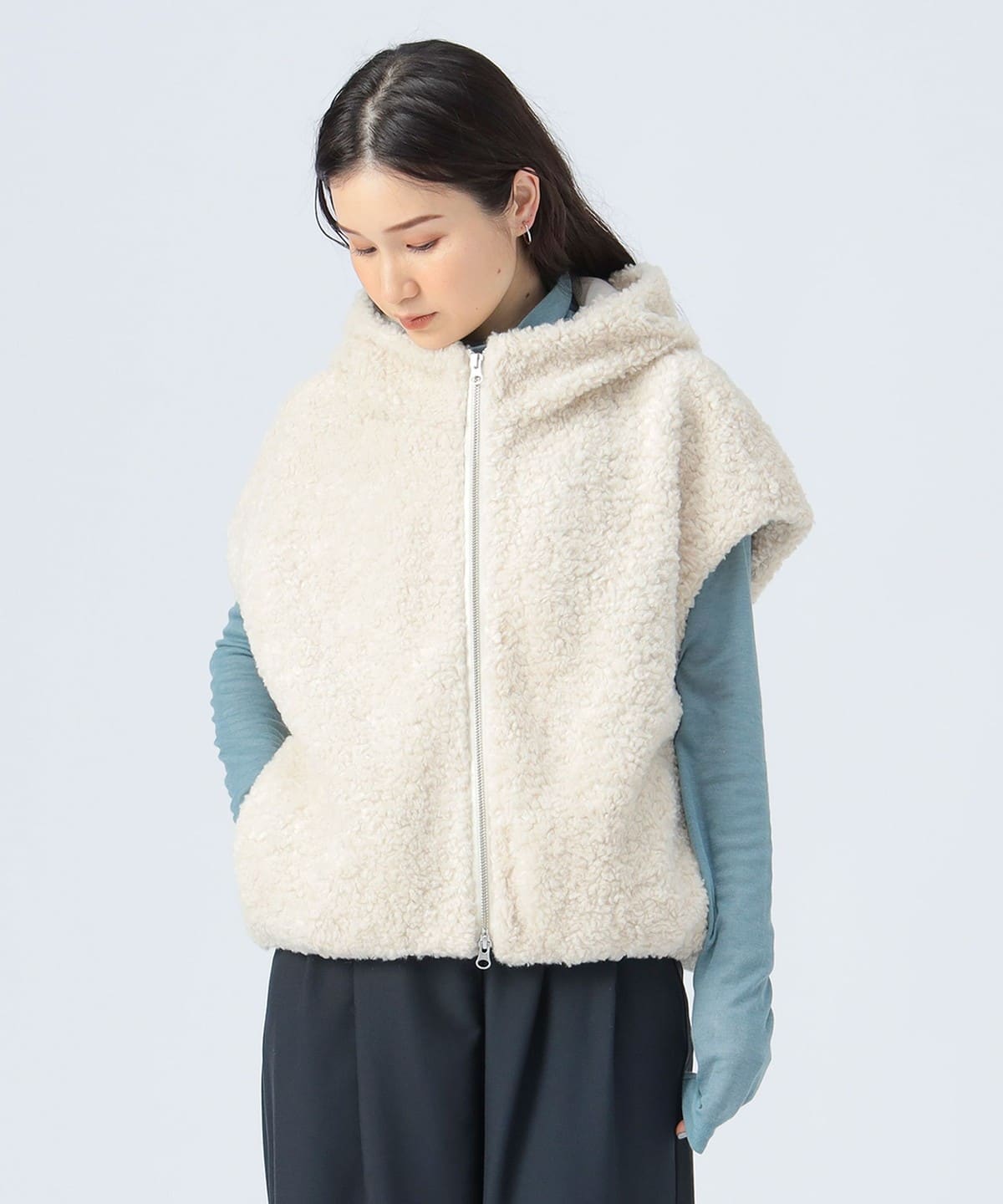 フード ボアベスト トップス WOMEN IVORY ONE SIZE フード ボアベスト トップス WOMEN IVORY ONE SIZE