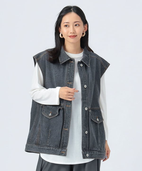 BEAMS HEART 　ストレッチデニムベスト BEAMS HEART（ビームス ハート）ストレッチ デニム 2ボタン