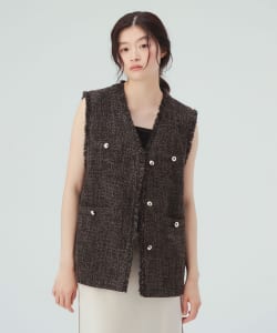 【10%OFFクーポン対象】ツイード フリンジ ベスト
