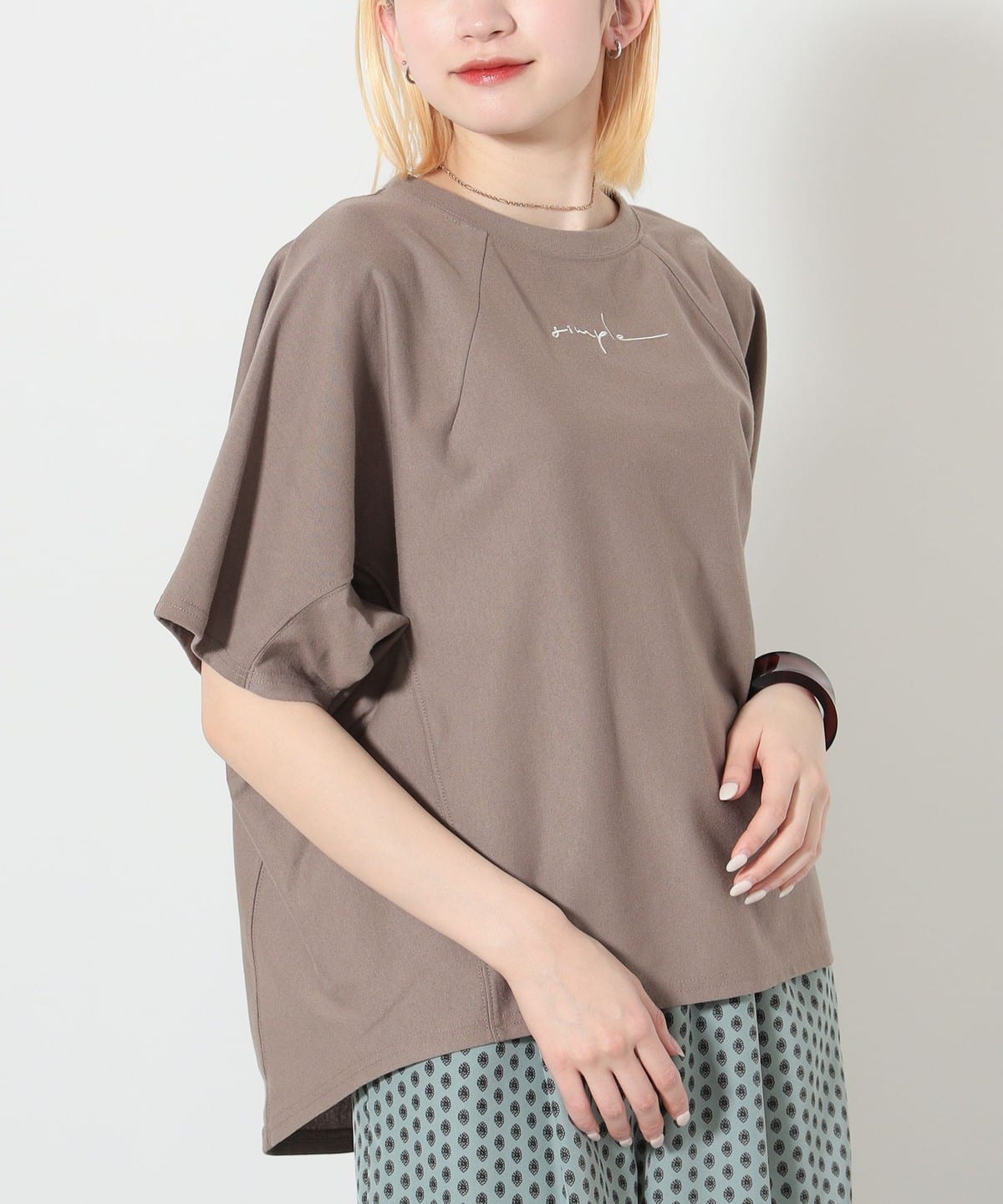 シンプル刺繍 Tシャツ Tシャツ・カットソー WOMEN MOCHA ONE SIZE シンプル刺繍 Tシャツ Tシャツ・カットソー WOMEN MOCHA ONE SIZE