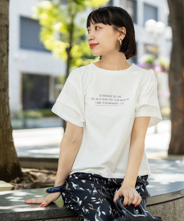 BEAMS HEART（ビームス ハート）BEAMS HEART / 袖タック ロゴTシャツ