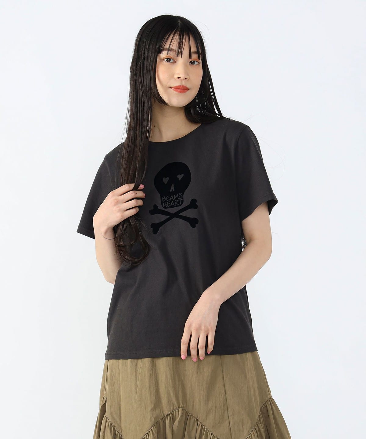 フロッキー スカル プリントTシャツ(M L) Tシャツ・カットソー WOMEN CHARCOAL L フロッキー スカル プリントTシャツ(M L) Tシャツ・カットソー WOMEN CHARCOAL L