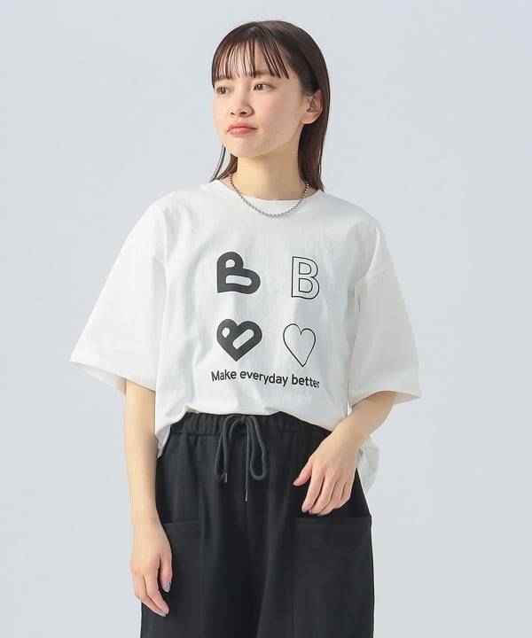 BEAMS HEART（ビームス ハート）B-HEARTロゴ フロント プリントTシャツ