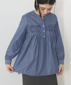 ￥▲BEAMS HEART / 変形タック ノーカラー ブラウス