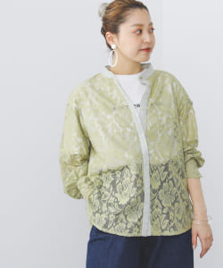 BEAMS HEART / バンドカラー レースブラウス