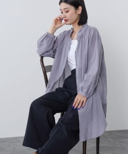 BEAMS HEART / フリルネック ロングシャツ