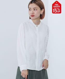 【+15%ポイントUP】フロントレース ブラウス（洗濯機可能）