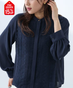 【+15%ポイントUP】フロントレース ブラウス（洗濯機可能）