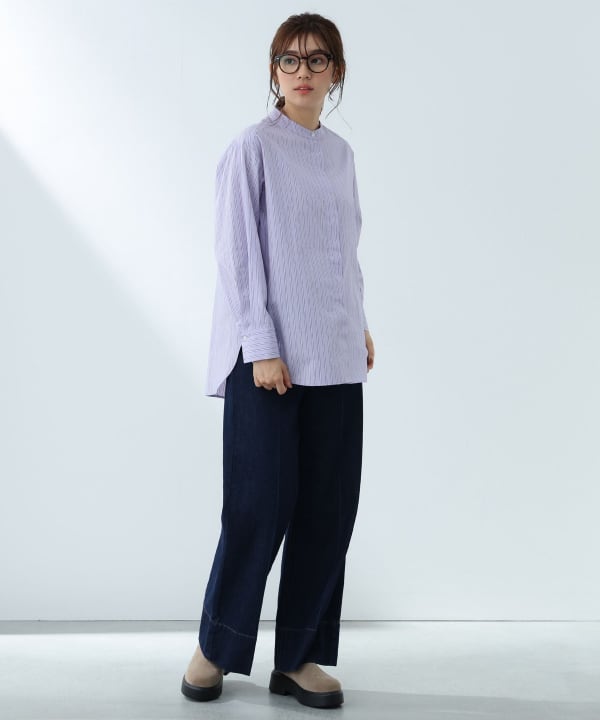 BEAMS HEART(ビームス ハート)バンドカラー オーバーシャツ BEAMS HEART(ビームス ハート)バンドカラー オーバーシャツ