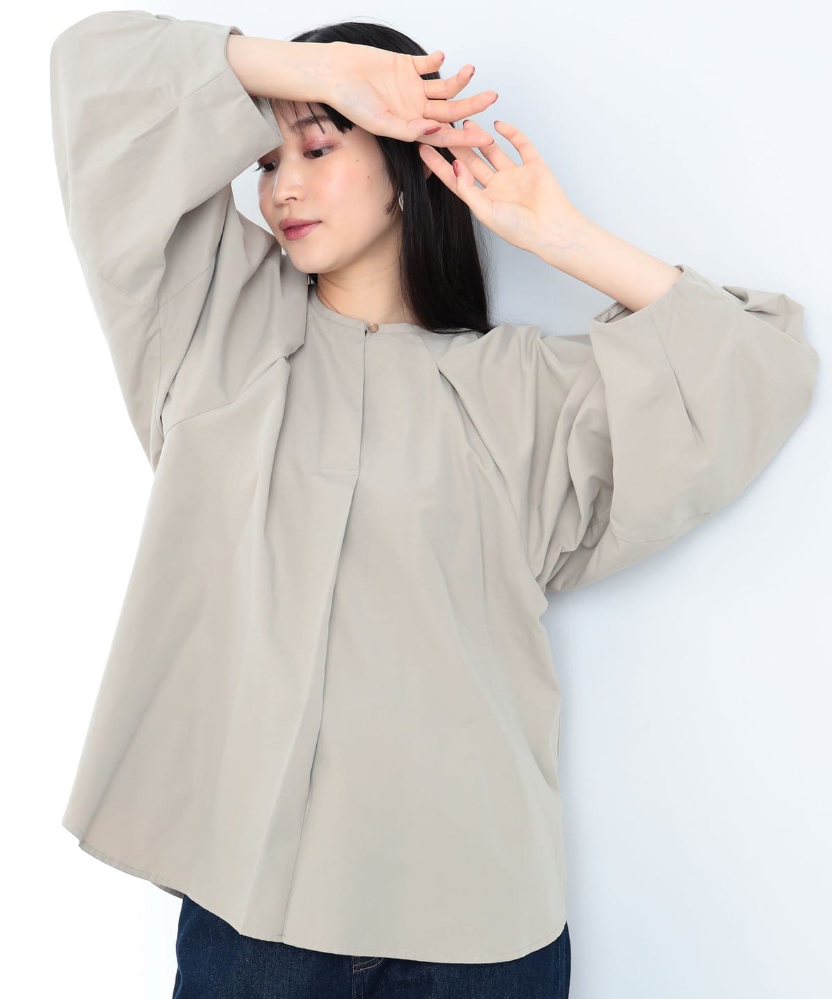 袖ランタンボリューム ブラウス シャツ・ブラウス WOMEN BEIGE ONE SIZE 袖ランタンボリューム ブラウス シャツ・ブラウス WOMEN BEIGE ONE SIZE