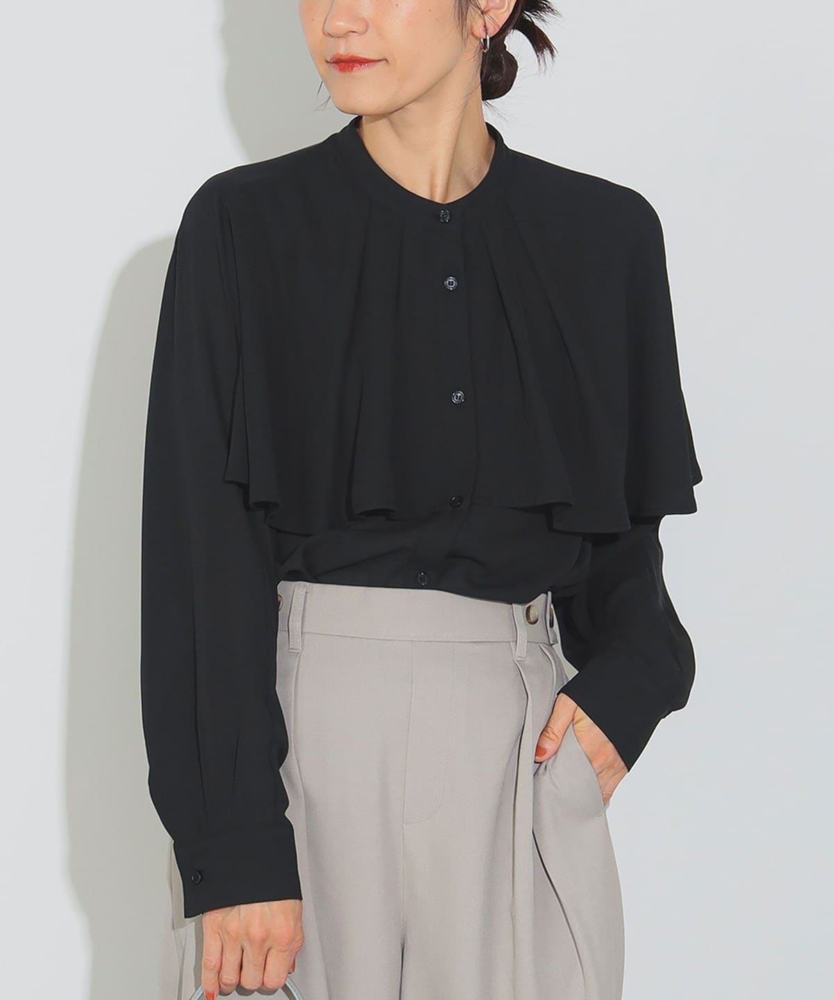 【タイムセール】ケープ ブラウス シャツ・ブラウス WOMEN BLACK ONE SIZE 【タイムセール】ケープ ブラウス シャツ・ブラウス WOMEN BLACK ONE SIZE
