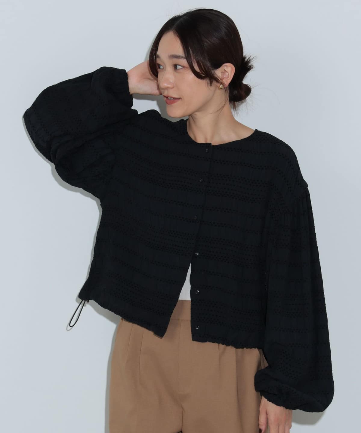 モールボーダー 2WAYブラウス シャツ・ブラウス WOMEN BLACK ONE SIZE モールボーダー 2WAYブラウス シャツ・ブラウス WOMEN BLACK ONE SIZE