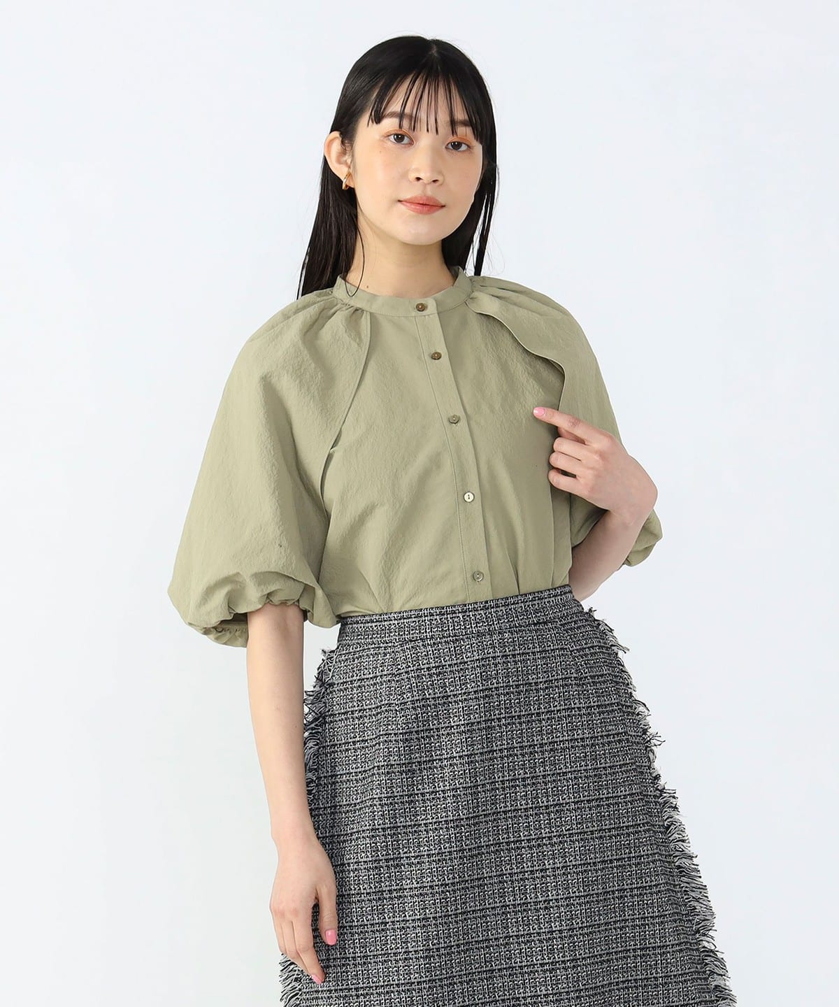 バルーンスリーブ ブラウス シャツ・ブラウス WOMEN KHAKI ONE SIZE バルーンスリーブ ブラウス シャツ・ブラウス WOMEN KHAKI ONE SIZE