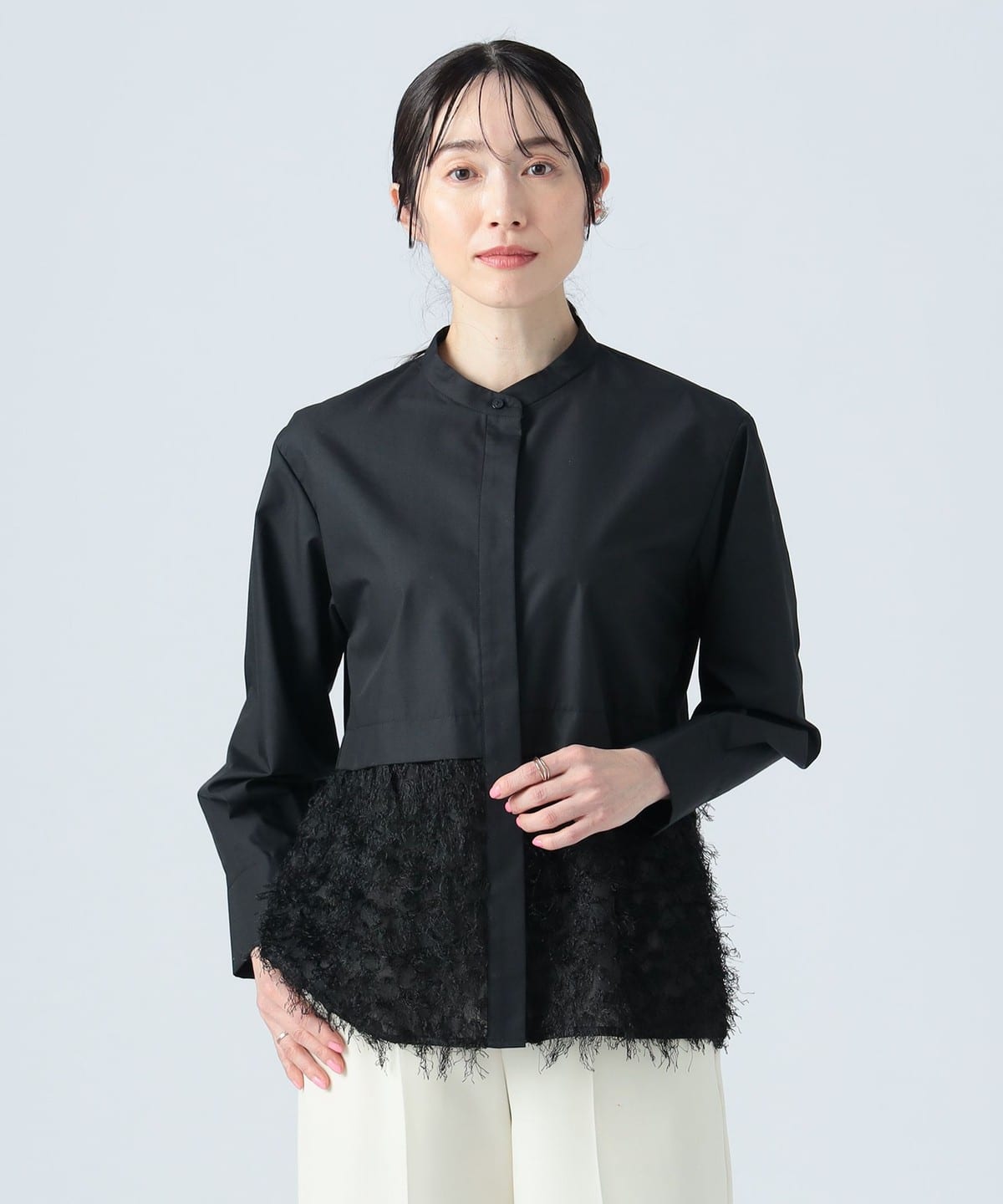 【7/3再値下げ】フリンジジャカード 切替 シャツ シャツ・ブラウス WOMEN BLACK ONE SIZE 【7/3再値下げ】フリンジジャカード 切替 シャツ シャツ・ブラウス WOMEN BLACK ONE SIZE
