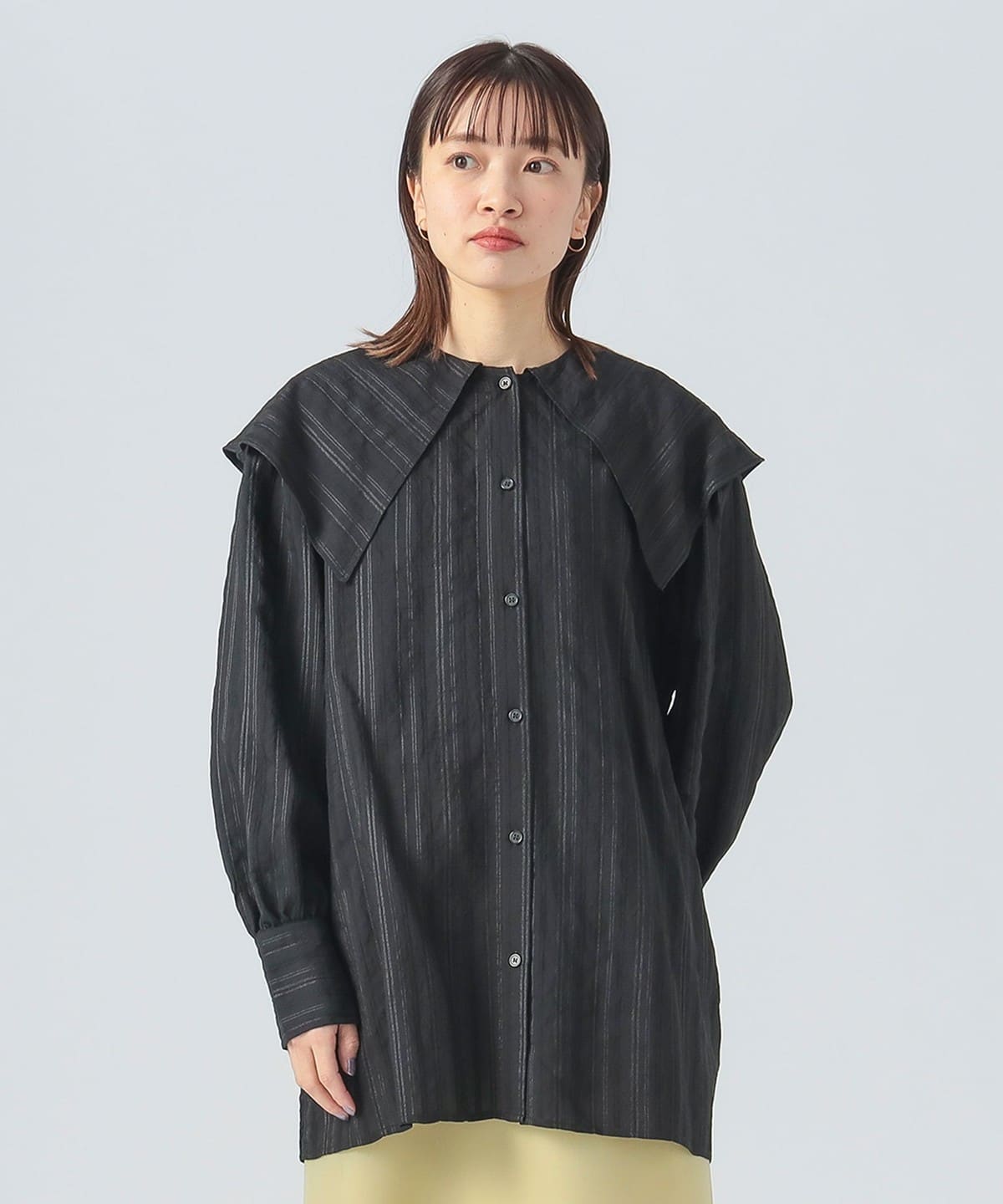 ビッグカラー ドビーシャツ シャツ・ブラウス WOMEN BLACK ONE SIZE ビッグカラー ドビーシャツ シャツ・ブラウス WOMEN BLACK ONE SIZE