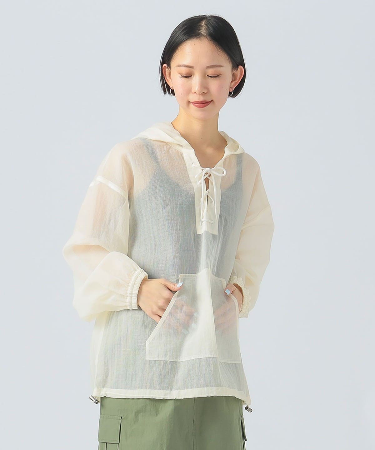 シアー リップストップ アノラック シャツ・ブラウス WOMEN IVORY ONE SIZE シアー リップストップ アノラック シャツ・ブラウス WOMEN IVORY ONE SIZE