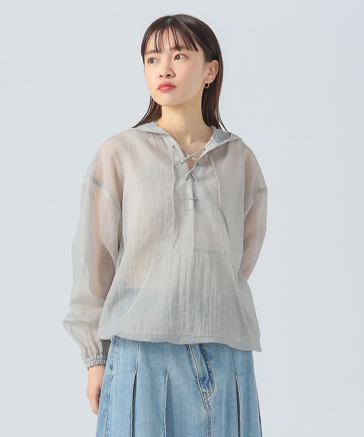 シアー リップストップ アノラック シャツ・ブラウス WOMEN GREY ONE SIZE シアー リップストップ アノラック シャツ・ブラウス WOMEN GREY ONE SIZE