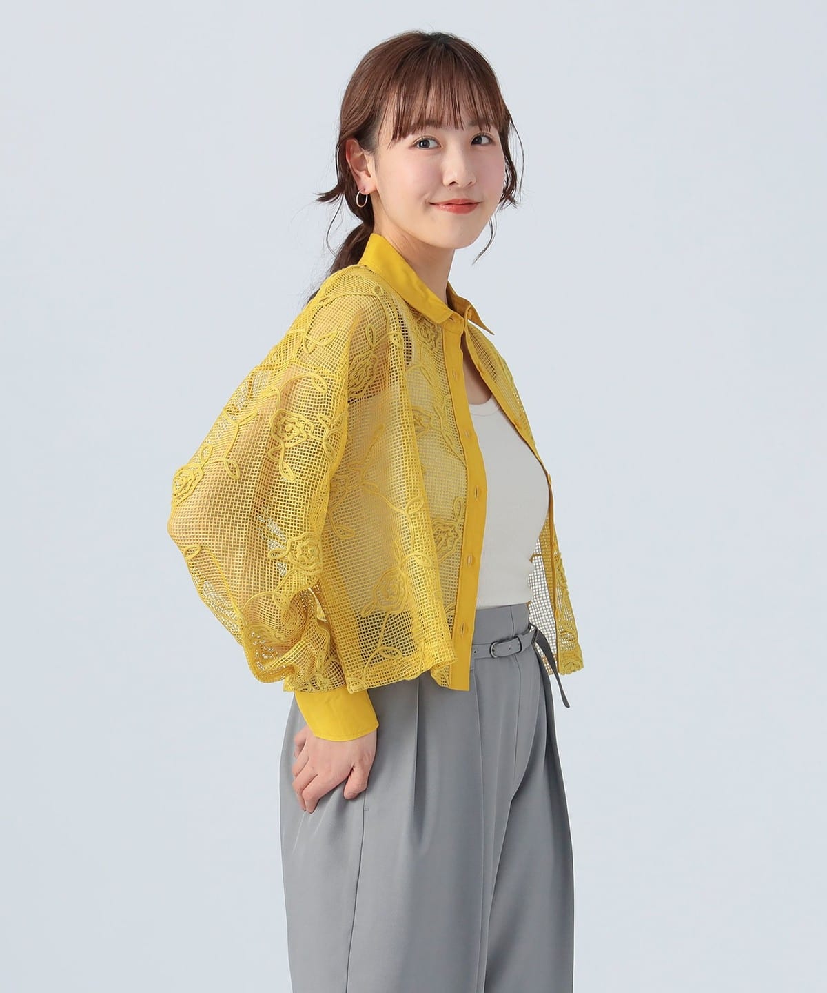 【6/5新規値下げ】レギュラーカラー レース シャツ シャツ・ブラウス WOMEN YELLOW ONE SIZE 【6/5新規値下げ】レギュラーカラー レース シャツ シャツ・ブラウス WOMEN YELLOW ONE SIZE