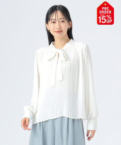 【+15%ポイントUP】プリーツ 2WAY タイブラウス