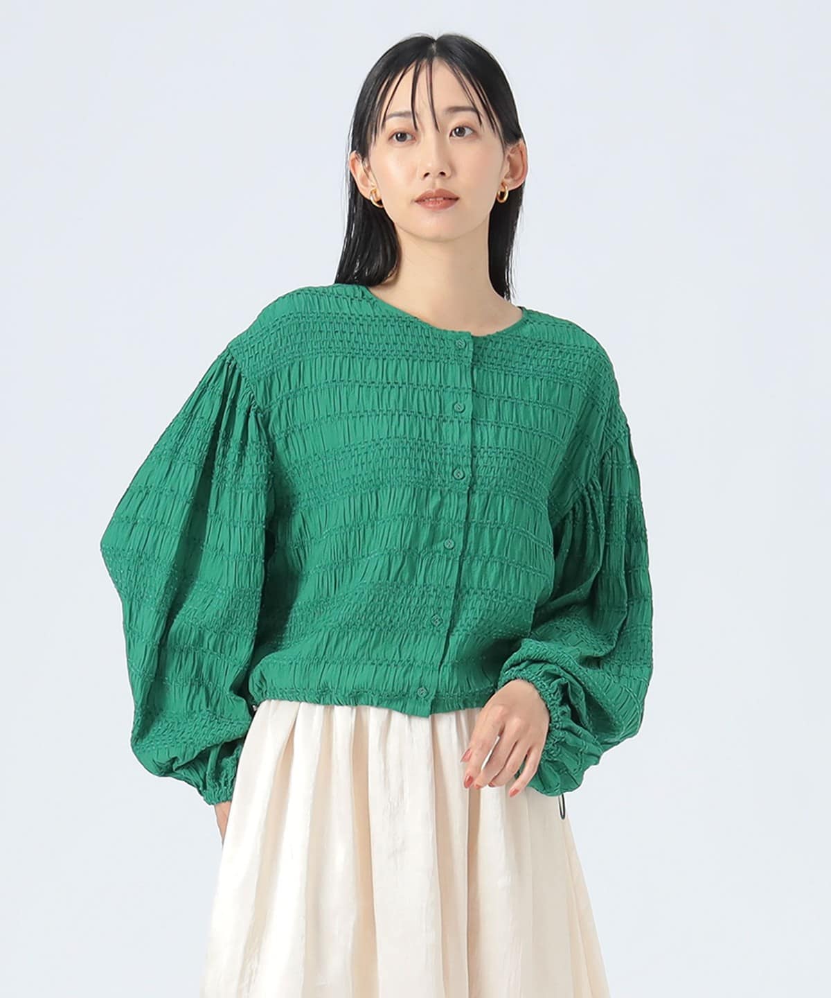モールボーダー 2WAY ブラウス シャツ・ブラウス WOMEN GREEN ONE SIZE モールボーダー 2WAY ブラウス シャツ・ブラウス WOMEN GREEN ONE SIZE