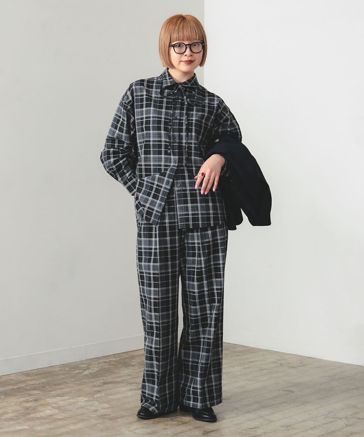 BEAMS HEART（ビームス ハート）細ボウタイ チェック シャツ（シャツ