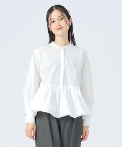 【+15%ポイントUP】バンドカラー バルーン ブラウス