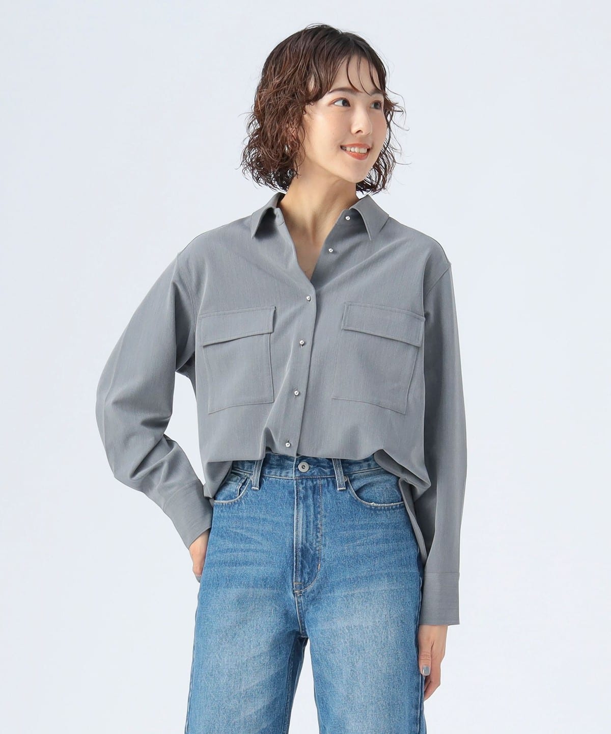ワーク オーバー シャツ(セットアップ対応) シャツ・ブラウス WOMEN GREY ONE SIZE ワーク オーバー シャツ(セットアップ対応) シャツ・ブラウス WOMEN GREY ONE SIZE