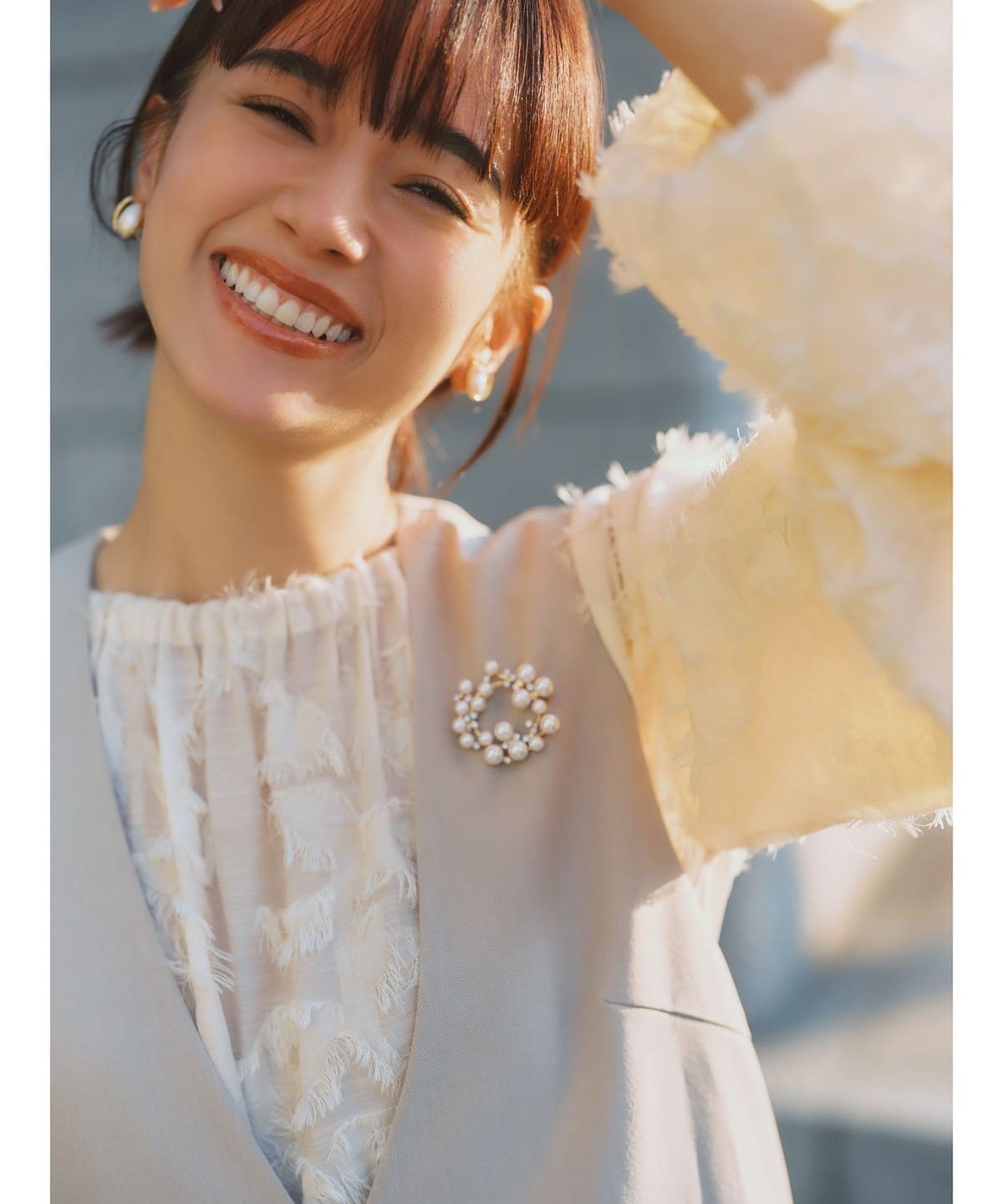 ビームス　ジャガード　シャツ　ブラウス Ray BEAMS（レイ ビームス）ケーブル ジャカード キリカエ シャツ