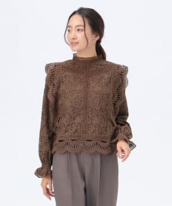 マルチレース ハイネック ブラウス