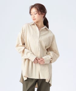 ストライプ オーバー ボタンシャツ