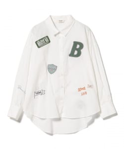 刺繍×プリント ロゴ ブロードシャツ