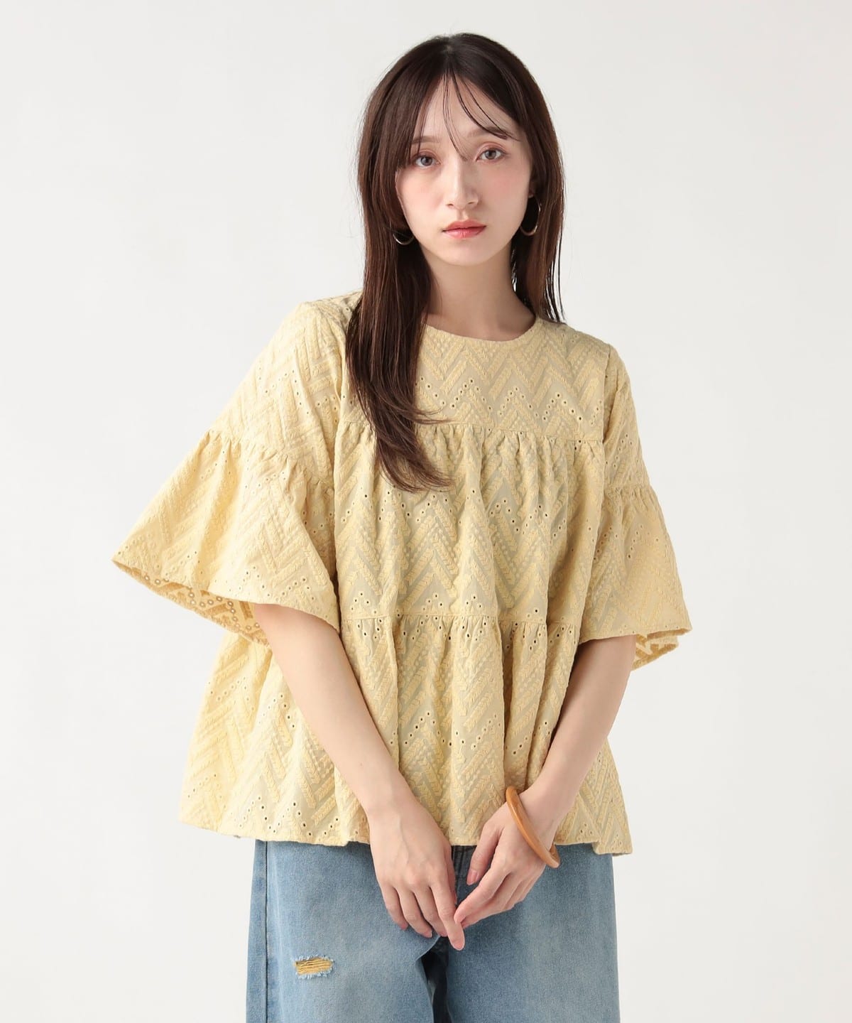 BEAMS HEART（ビームス ハート）ティアード 総刺繍 ブラウス（シャツ 