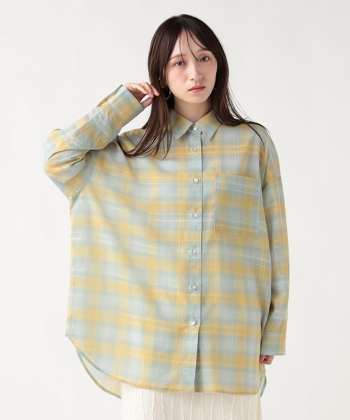 yori タータンチェックシアーシャツ
