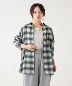 チェック柄 シアー ボタンシャツ