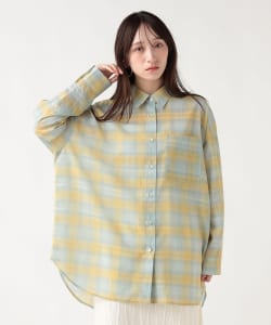 チェック柄 シアー ボタンシャツ