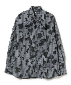 チェック × レース シャツ